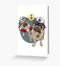 Nautic Pugs Greeting Card