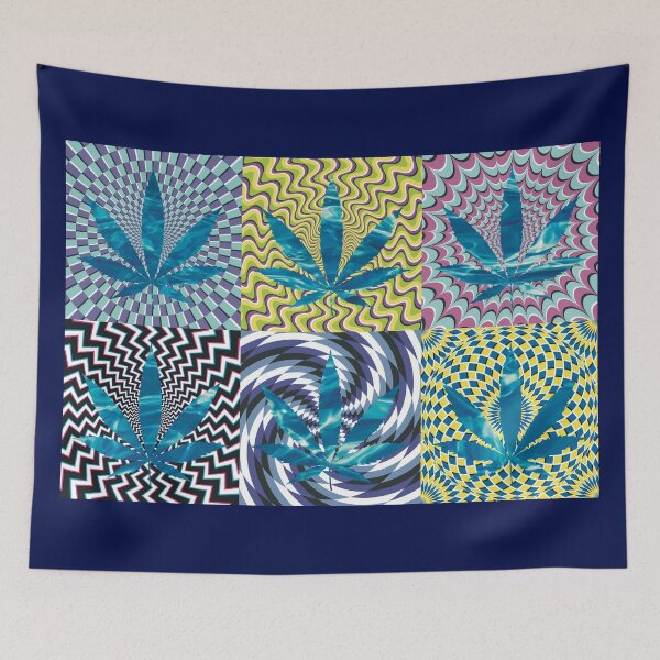 Artikelvorschau, Pot Leaf Pop Art with Retro Colorful Psychedelic Spirals with Liquid Pot Leaf entworfen und verkauft von YomeHayin.