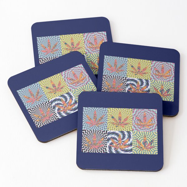 Item preview, Pot Leaf Pop Art with Retro Colorful Psychedelic Spirals with Blue Pink and Orange Liquid Pot Leaf designed and sold by YomeHayin.