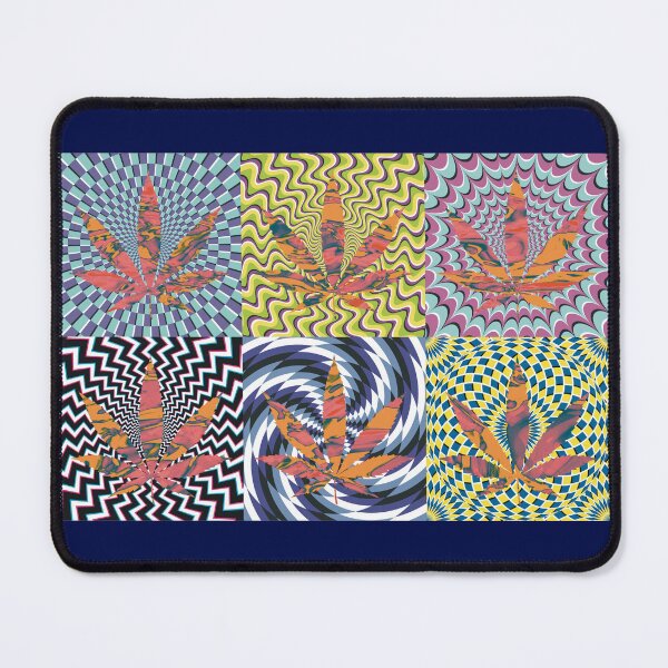 Item preview, Pot Leaf Pop Art with Retro Colorful Psychedelic Spirals with Blue Pink and Orange Liquid Pot Leaf designed and sold by YomeHayin.