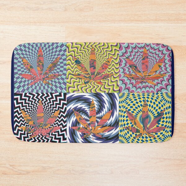 Item preview, Pot Leaf Pop Art with Retro Colorful Psychedelic Spirals with Blue Pink and Orange Liquid Pot Leaf designed and sold by YomeHayin.