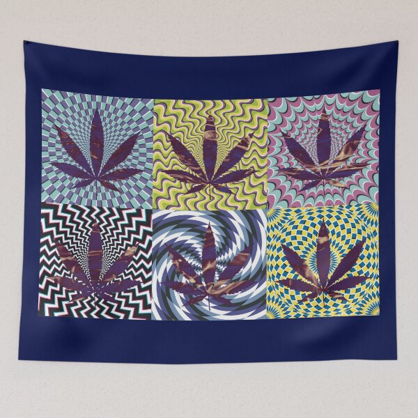 Artikelvorschau, Pot Leaf Pop Art with Retro Colorful Psychedelic Spirals with Trippy Liquid Pot Leaf entworfen und verkauft von YomeHayin.