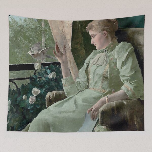 Item preview, Woman in Green by Alfred Stevens - Vintage Art designed and sold by RickE.