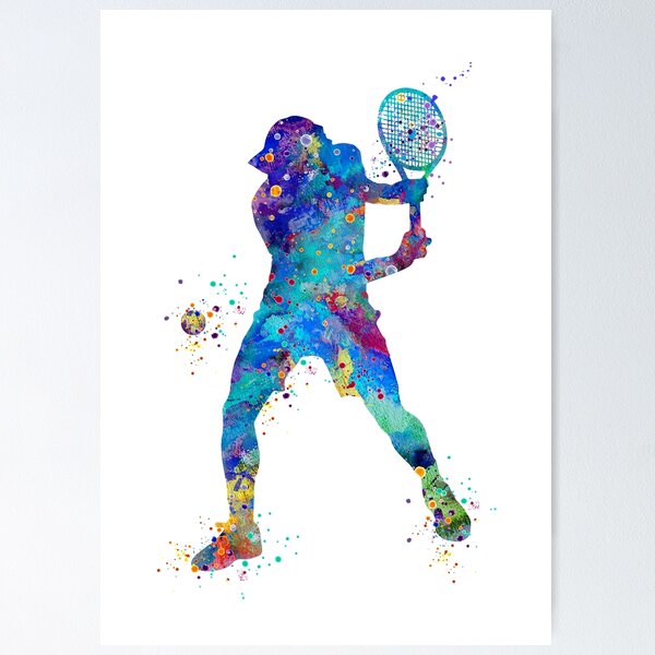 Girl Tennis Watercolor Art Print Sports Nursery Home Decor Kids Room Sports  Painting Gifts Serving Tray by LotusArt