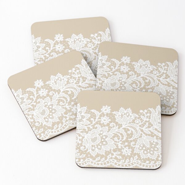Item preview, LACE warm beige white  designed and sold by Delinda Graphic Studio.