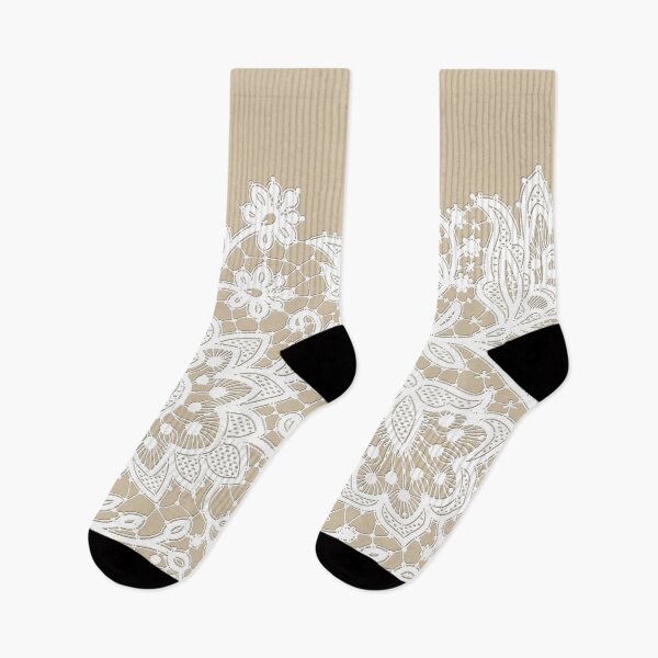 Item preview, LACE warm beige white  designed and sold by Delinda Graphic Studio.