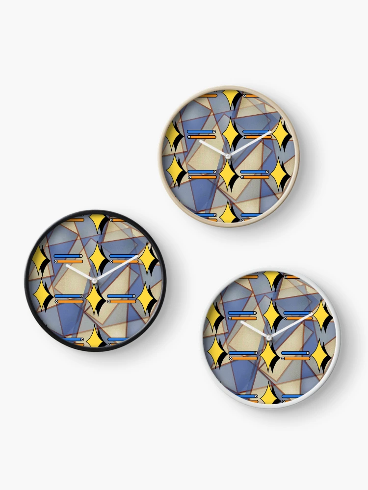 Thumbnail 3 of 4, Clock, Golden Abstract Pattern - Colorful designed and sold by SBWorld.