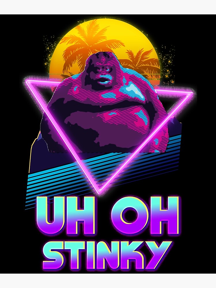 Uh Oh Stinky Poop Le Monke 80s Vaporwave Outrun Style T-Shirt