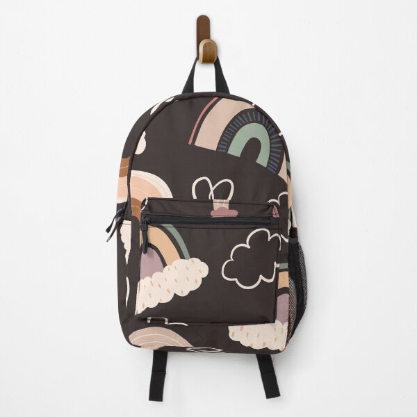 Item preview, Abstract Rainbow Pattern with Clouds and Hearts (dark brown) designed and sold by Dorina Larsdotter.