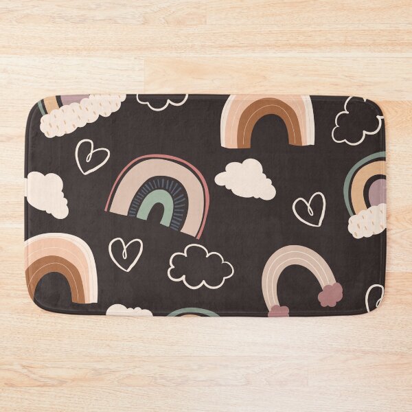 Item preview, Abstract Rainbow Pattern with Clouds and Hearts (dark brown) designed and sold by Dorina Larsdotter.