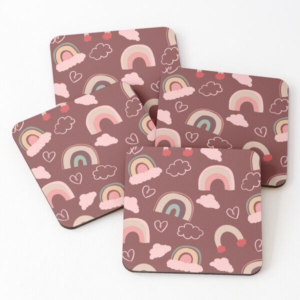 Item preview, Abstract Rainbow Pattern with Clouds and Hearts (red) designed and sold by Dorina Larsdotter.