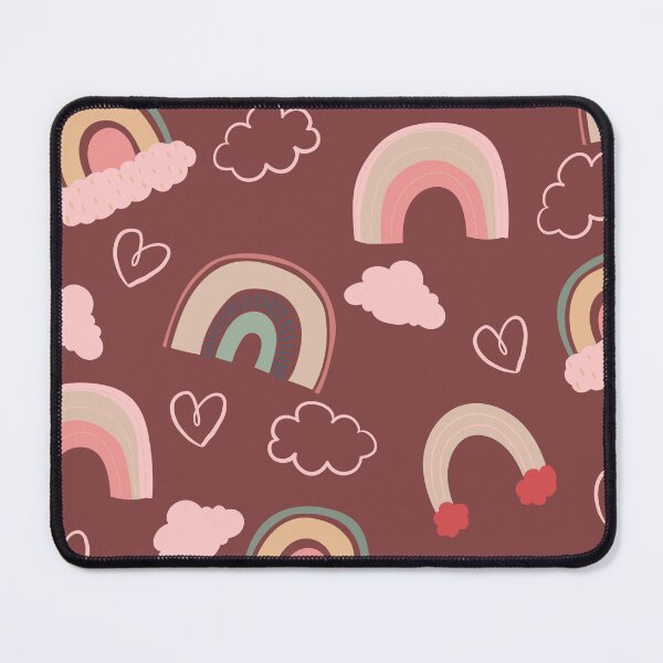 Item preview, Abstract Rainbow Pattern with Clouds and Hearts (red) designed and sold by Dorina Larsdotter.
