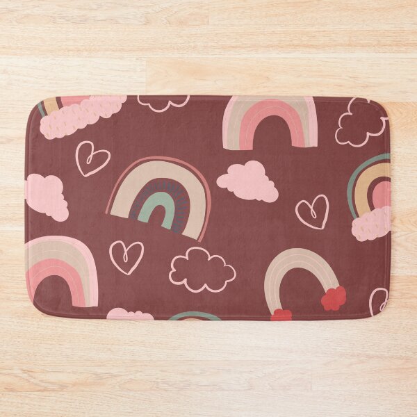 Item preview, Abstract Rainbow Pattern with Clouds and Hearts (red) designed and sold by Dorina Larsdotter.