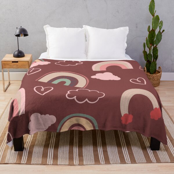 Item preview, Abstract Rainbow Pattern with Clouds and Hearts (red) designed and sold by Dorina Larsdotter.