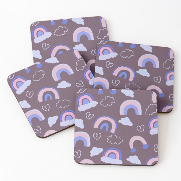 Item preview, Abstract Rainbow Pattern with Clouds and Hearts (dark pink) designed and sold by Dorina Larsdotter.