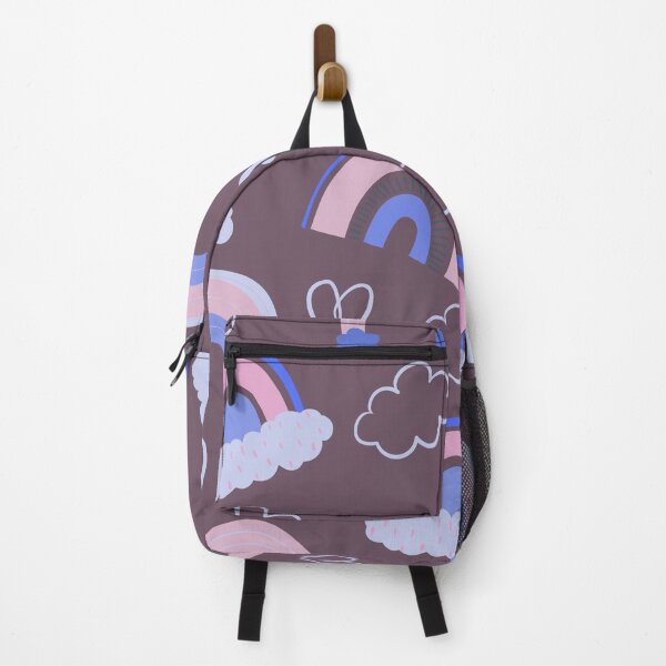 Item preview, Abstract Rainbow Pattern with Clouds and Hearts (dark pink) designed and sold by Dorina Larsdotter.