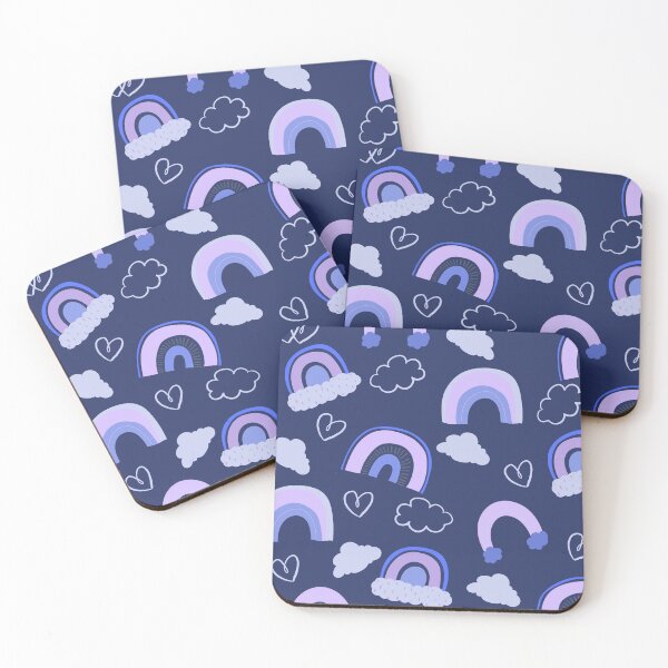 Item preview, Abstract Rainbow Pattern with Clouds and Hearts (dark blue-purple) designed and sold by Dorina Larsdotter.