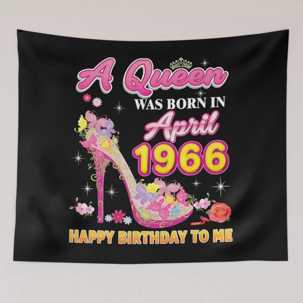 Item preview, A Queen Was Born In April 1966 Happy Birthday To Me Floral designed and sold by KathrineSandnes.