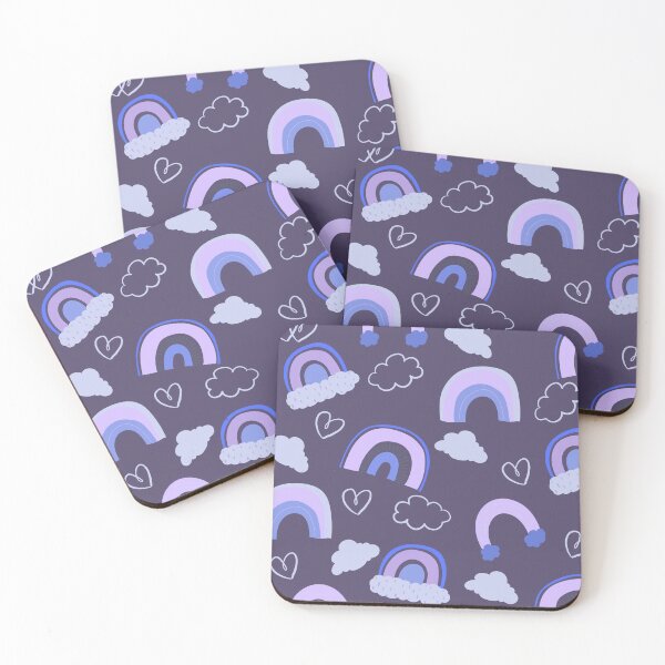 Item preview, Abstract Rainbow Pattern with Clouds and Hearts (dark purple) designed and sold by Dorina Larsdotter.