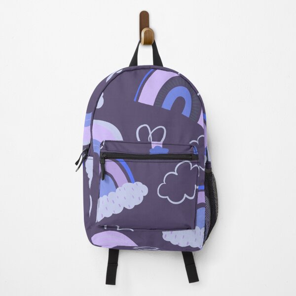 Item preview, Abstract Rainbow Pattern with Clouds and Hearts (dark purple) designed and sold by Dorina Larsdotter.