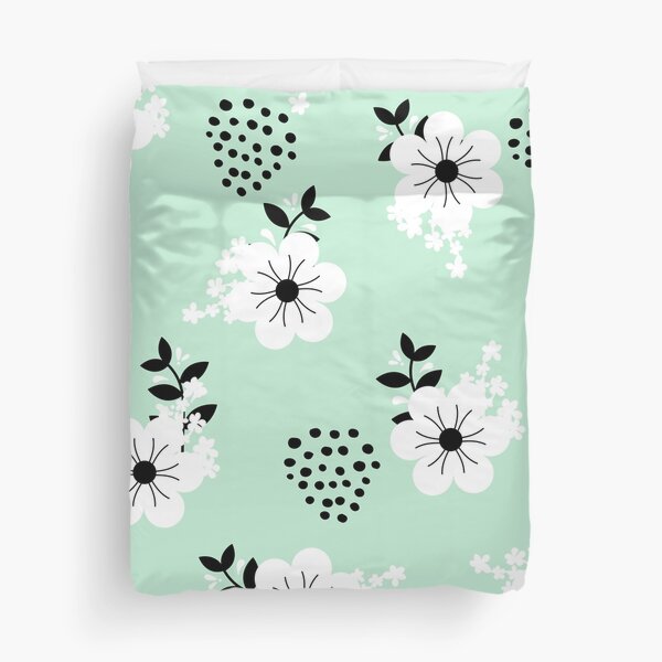 Item preview, Minimalistic White Flowers with Colorful Background (green) designed and sold by Dorina Larsdotter.