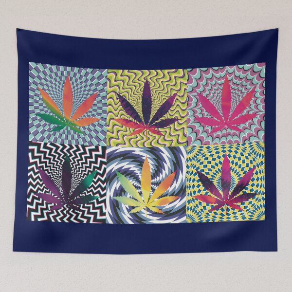 Item preview, Pot Leaf Pop Art with Retro Colorful Psychedelic Spirals with Colored Space Pot Leaf designed and sold by YomeHayin.