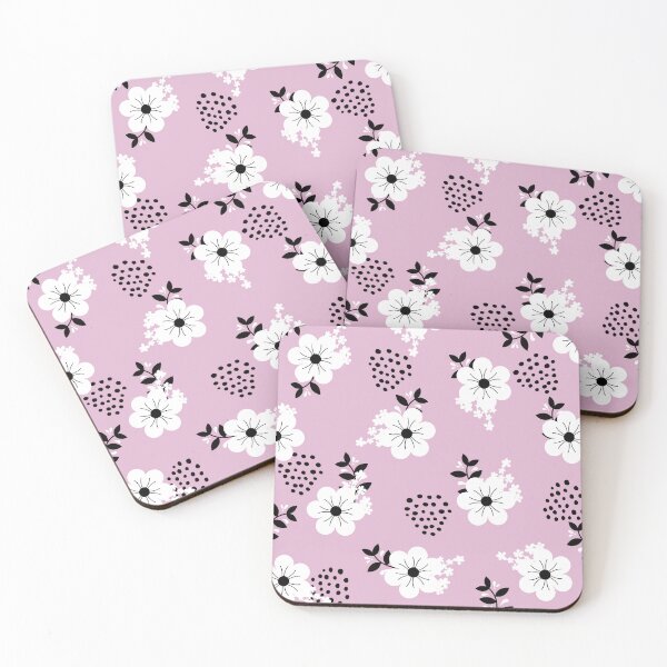 Item preview, Minimalistic White Flowers with Colorful Background (pink) designed and sold by Dorina Larsdotter.