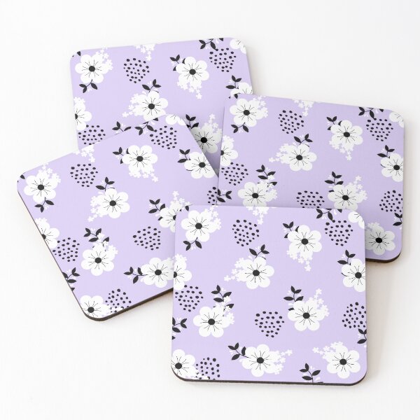 Item preview, Minimalistic White Flowers with Colorful Background (purple) designed and sold by Dorina Larsdotter.