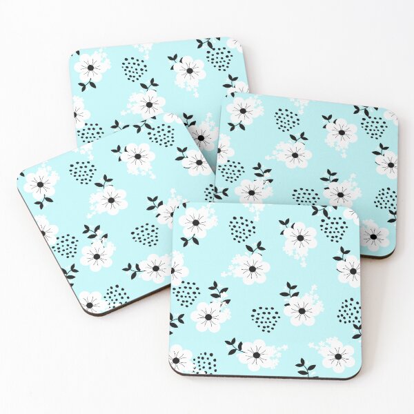 Item preview, Minimalistic White Flowers with Colorful Background (blue) designed and sold by Dorina Larsdotter.