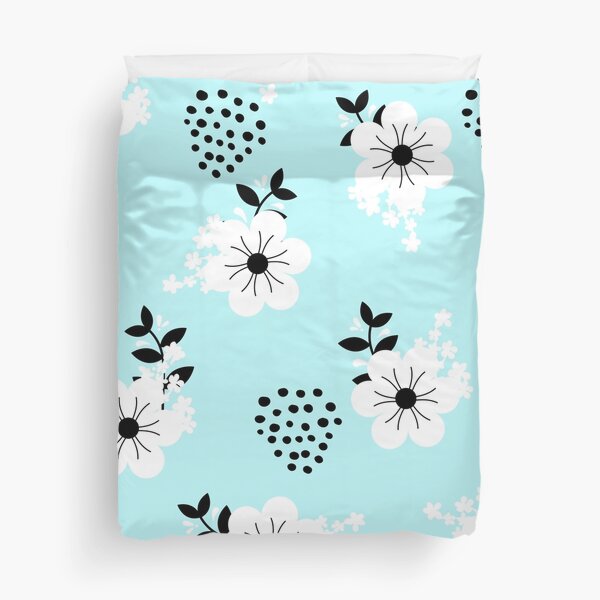 Item preview, Minimalistic White Flowers with Colorful Background (blue) designed and sold by Dorina Larsdotter.