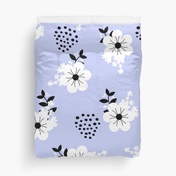 Item preview, Minimalistic White Flowers with Colorful Background (dark blue) designed and sold by Dorina Larsdotter.