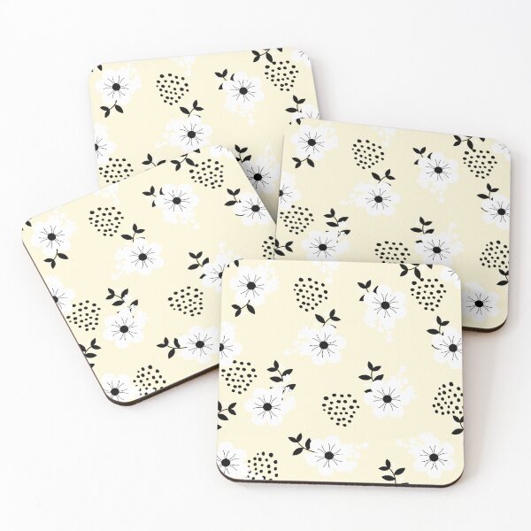 Item preview, Minimalistic White Flowers with Colorful Background (yellow) designed and sold by Dorina Larsdotter.