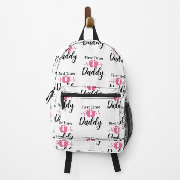 Item preview, First Time Daddy - Pink Heart Line with Baby Foot Prints designed and sold by The-Muse.