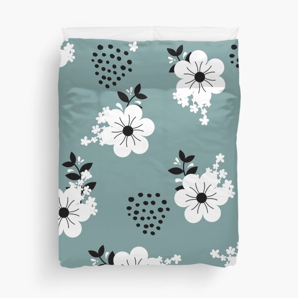 Item preview, Minimalistic White Flowers with Colorful Background (dark green) designed and sold by Dorina Larsdotter.