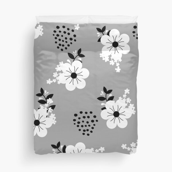 Item preview, Minimalistic White Flowers with Colorful Background (grey) designed and sold by Dorina Larsdotter.