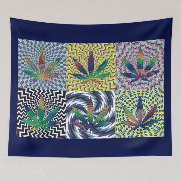 Item preview, Pot Leaf Pop Art with Retro Colorful Psychedelic Spirals with Colored Swirls Pot Leaf designed and sold by YomeHayin.