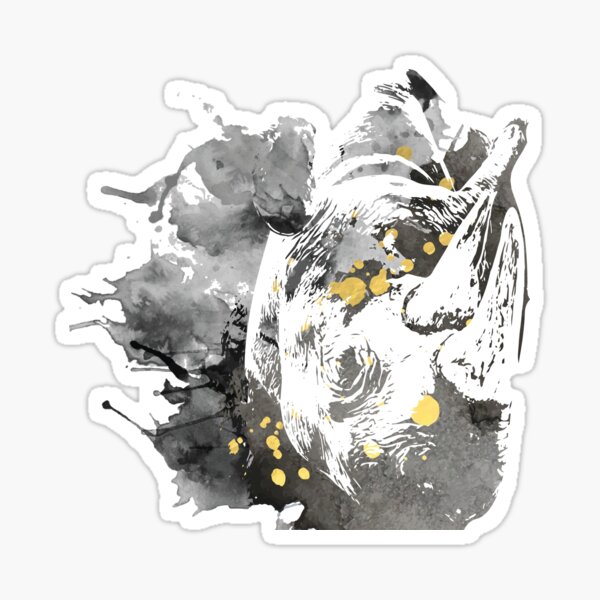 Watercolor of Black Rhino Sticker