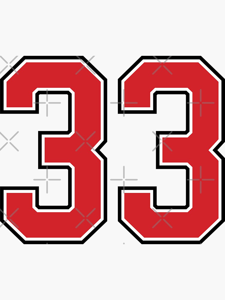 Sports Number 33, red black color lucky sport thirty three | Sticker