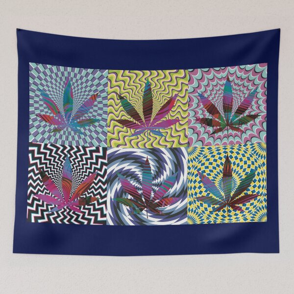 Item preview, Pot Leaf Pop Art with Retro Colorful Psychedelic Spirals with Colored Swirls Pot Leaf designed and sold by YomeHayin.