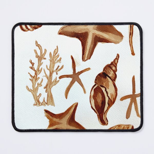 Item preview, Summer shells pattern in coffee designed and sold by Ala Lopatniov.