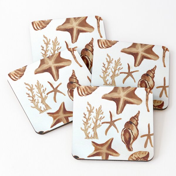 Item preview, Summer shells pattern in coffee designed and sold by Ala Lopatniov.