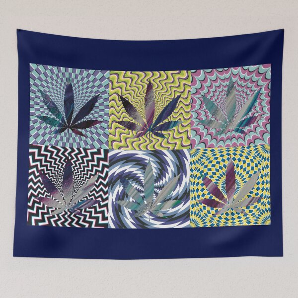 Item preview, Pot Leaf Pop Art with Retro Colorful Psychedelic Spirals with Colored Swirls Pot Leaves designed and sold by YomeHayin.