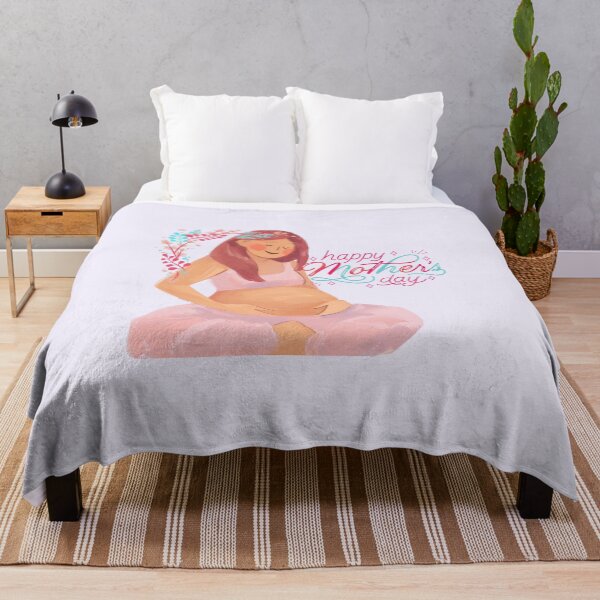 Item preview, Happy Mother's Day - Pregnant Mom in Pink Pyjama and Flowers designed and sold by The-Muse.