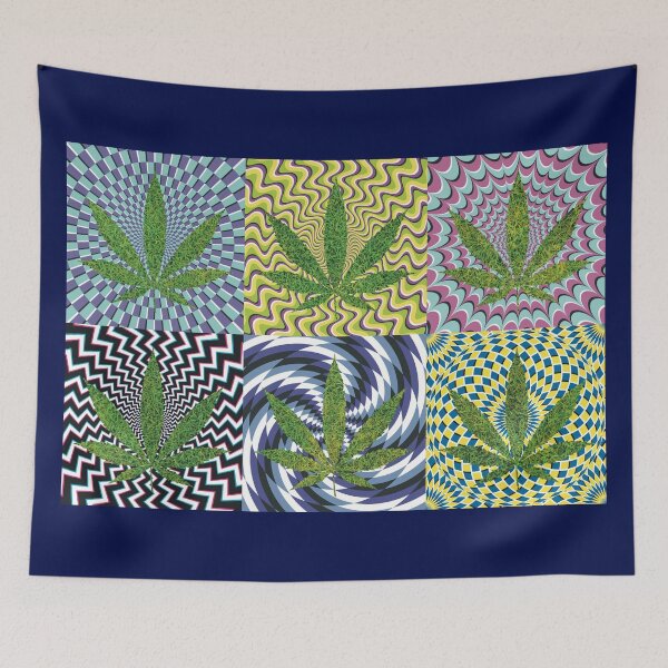 Item preview, Pot Leaf Pop Art with Retro Colorful Psychedelic Spirals with Grass Pot Leaves designed and sold by YomeHayin.