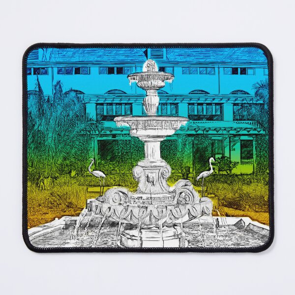 Item preview, The Golden Flamingo Fountain in front of the Hialeah Park Casino - monochrome with isolated colors designed and sold by NickoPrints.