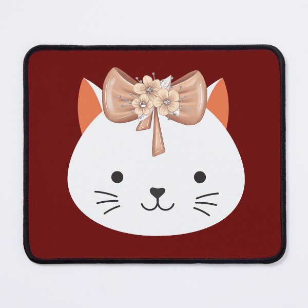 Item preview, Cat face with bow with flowers. Smiling cat. sweet cat designed and sold by EMIPRINCESS.