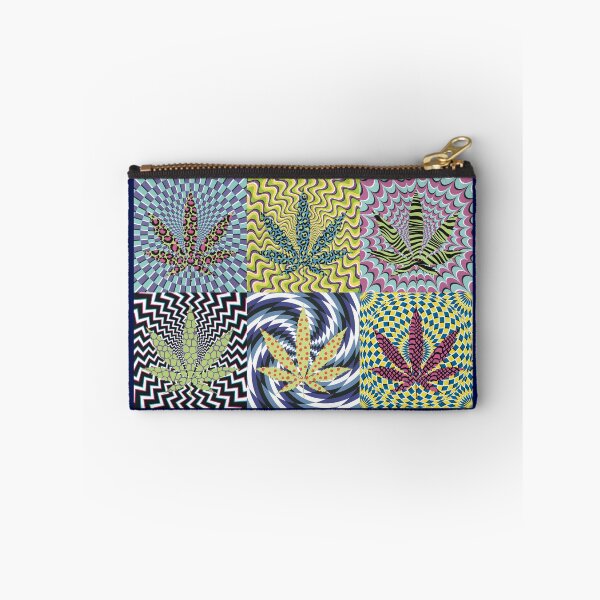 Item preview, Pot Leaf Pop Art with Retro Colorful Psychedelic Spirals with Animal Print Pattern Pot Leaves designed and sold by YomeHayin.
