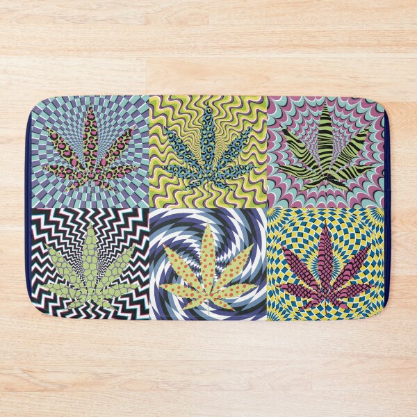 Item preview, Pot Leaf Pop Art with Retro Colorful Psychedelic Spirals with Animal Print Pattern Pot Leaves designed and sold by YomeHayin.