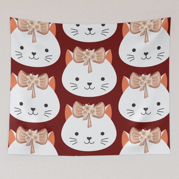 Item preview, Cat face with bow with flowers. Smiling cat. sweet cat designed and sold by EMIPRINCESS.