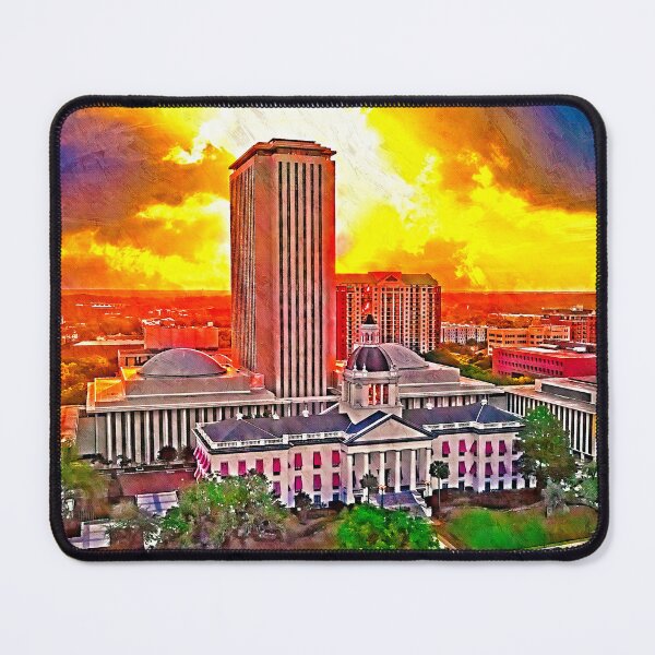 Item preview, Aerial of the Florida State Capitol in Tallahassee, at sunset - digital painting designed and sold by NickoPrints.
